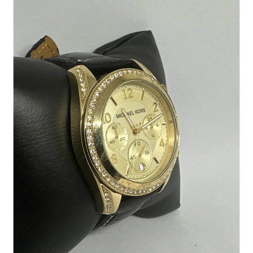 Michael Kors Blair MK5166 Women's Black Leather Analog Dial Quartz Watch HME655